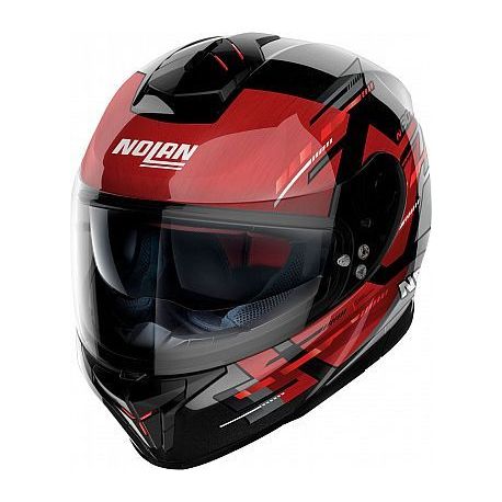 Casco N80-8 Meteor N-com 68 Ngo/rojo Nolan