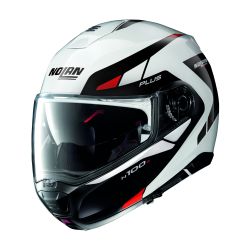 Casco N100-5 Plus Milestone N-com 53 Bco/Gris/Rjo